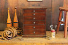 C1920s Antique Mahogany Collectors Sewing Jewelry Cabinet Drawers Flat File