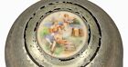 Vintage Aluminum Round Vanity Powder Puff Music Trinket Box Victorian Works