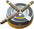 Cohiba  4 Cigar  Ashtray  Havana Cuba Gold Black And White Check 8in Ceramic New