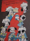 1948 Vintage Greeting Card Hallmark Diecut Birthday To 7-yr-old Puppies Makecake
