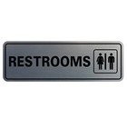 Standard Restrooms Sign - Silver - Large 3  X 9  - Large Brushed Silver