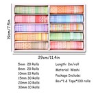 100 Rolls Washi Tape Set  Multicolor  5-30mm Wide  6 56ft Long  No Residue