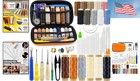 Compact 60-piece Leather Repair Sewing Kit - Heavy-duty Threads   Tools Included