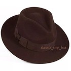 100  Wool Felt Fedora Trilby Hand Made Wider Brim Gents Hat With Band11 Colours