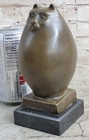 Abstract Fat Cat Kitten Bronze Statue Sculpture Cute Decor Marble Base Botero