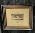 Antique German Holy Communion  Victorian Framed Last Supper Catholic Document