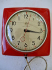 Vintage General Electric Mid Century Modern  Red Kitchen Wall Clock 2h20 Works