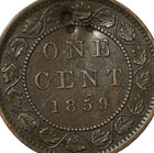 1859 Canadian Large One Cent Coin Canada Victoria Penny Km 1 Lot C1-131 Narrow 9