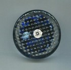 Peter Patterson Signed With Tag Handmade Paperweight Blue W White Spots Glass