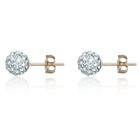 Avora 10k Yellow Gold White  Crystal Ball Stud Earrings
