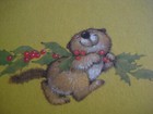 Unused 1970s Vintage Greeting Card Hallmark Christmas Cute Critter W  Holly