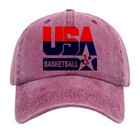 Usa Basketball Star Vintage Pink Washed Dad Hat Patriotic Sports Baseball Cap