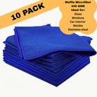 Bulk Case Of 10 Microfiber Waffle Textured Cleaning Cloths 16x16  Lint Free