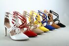New Women s Strappy Pointed Toe Ankle Strap Buckles Zip Heel Dress Pumps Shoes