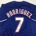 Autographed signed Ivan Pudge Rodriguez Texas Blue Baseball Jersey Psa Coa