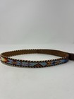 Vtg The Chief Native American Inspired Beaded Genuine Leather Belt Sz 34