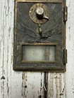Vtg Post Office Mailbox Door Coin Bank Eagle Brass Combination Glass Front Key