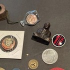 Vintage Junk Drawer Lot Advertising  Budda  Miscellaneous Coins Political  More