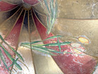 Antique Morning Glory Phonograph Horn 24  Dia 34  Long Red And Gold Hand-painted