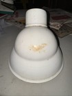 Vtg White Enamel Porcelain Industrial Angled Light Fixture Shade Farm Barn