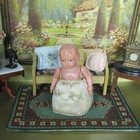 Antique Early 1900s 20s Celluloid Pincushion Doll Miniature Dollhouse Baby Girl