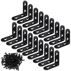18-pack L Bracket Corner Brace Sets Black Stainless Steel 90 Degree Right Angle