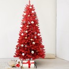 6ft Artificial Red Christmas Tree Halloween Xmas Tree Holiday Indoor Decor