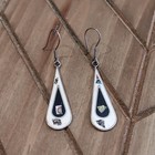 Vintage Taxco Mexico Abalone And Onyx Alpaca Sterling Silver Drop Inlay Earrings