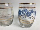 Lot Of 3 Vintage Clear Coloured Small Drinking Glasses Glass Grapes Texture Gold