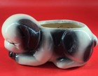 Vintage Brush Pottery Black   White Sleeping Puppy Planter