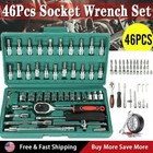 46 Pcs Socket Wrench Set 1 4  Drive Ratchet Metric Kit Garage Car Repair Tool Us