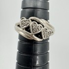 Vintage Sterling Silver Ring 3 Hearts Gemstones Stamped 925 Love Romantic Sz 5 5