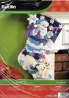 Diy Bucilla Arctic Santa Christmas Polar Bears Purple Felt Stocking Kit