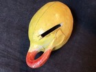 Antique Vintage Primitive Red Clay Gourd Fruit Coin Still Bank
