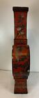 Vintage Chinese Large Red Lacquer Vase Cranes And Flowers