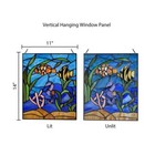 Stained Glass Window Panel Fish Underwater Ocean Scene Vertical Hanging Chain