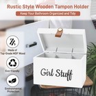Wooden Girl Stuff Tampon Holder Box With Lid And Copper Leather Pull  Modern    