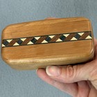 Handmade Wood Trinket Box Rectangular Sliding Lid Inlay Geometric Brown Treasure