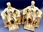 Vintage Abraham Lincoln Bookends Gold bronze Finish Seated Statue Pair