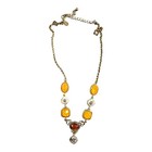 Lia Sophia Antique Gold Tone Toffee Matching Necklace   Earring Set