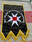 Masonic Banner Of Malta Black Color Satin Machine Embroidered Size 24  X 36 