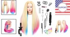 Long Synthetic Fiber Mannequin Head With Colorful Hair - Includes Clamp Stand