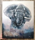 Elephant Original Oil Paintings Animals Hand Painted Art Landscape Africa 27x24