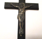 Nice Vintage Ebony Wood Inri Casket Coffin Funeral Cross Crucifix   Very Old