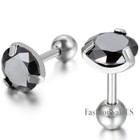 Men s Women s Stainless Steel Earrings Unisex Round Rhinestone Pierced Ear Studs