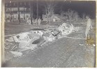 Antique Glass Photo Negative   Early 1900 s Single Car Wreck With Debris