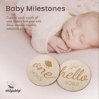 Set Of 14 Baby Monthly Milestone Wooden Circles Hello World Newborn Double Sided