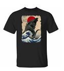 Godzilla And The Wave Men T-shirt Funny For Men Tee  Gift Trend  Men Crewneck