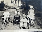 Antique 1920s Children Tricycles Riding Toys Sailor Suit Vintage Photo