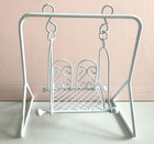 Dollhouse Miniature 10cm X 11cmx 6 Cm White Metal Swing   Doll Diorama